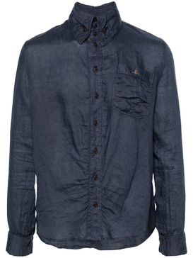 Orb-embroidered linen shirt