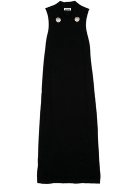 Jil Sander Long Black Dress In Fine Wool Knit