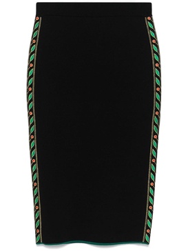 Casablanca Wool Laurel Midi Skirt With Embroidery