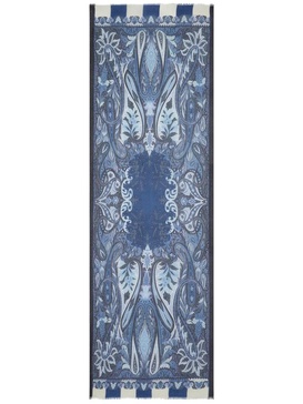 frayed paisley-jacquard scarf