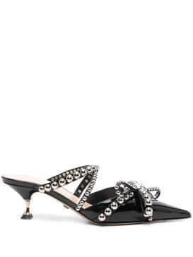 Mach & Mach Crystal Studs Patent Leather Mules