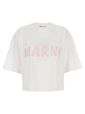 Marni Logo Print Cropped T-Shirt