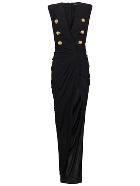 Tailored fluid crepe long dress