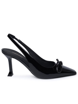 Salvatore Ferragamo Black Patent Leather Sling Back Woman