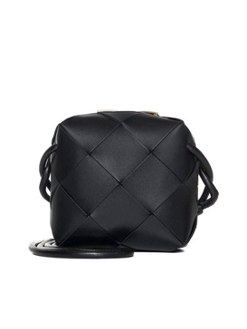 BOTTEGA VENETA Mini Intrecciato Leather Crossbody Bag with Gold-Tone Hardware - Black