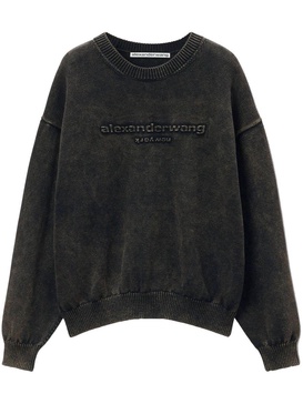 logo-embossed organic-cotton jumper