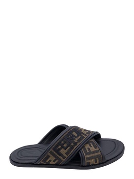 logo-embroidered crossover strap slides