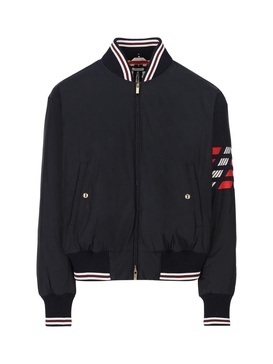 Thom Browne 4-Bar Striped Zipped Puffer Bomber Jacket