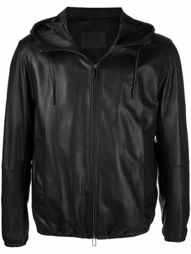 Emporio Armani Hooded Leather Blouson Jacket