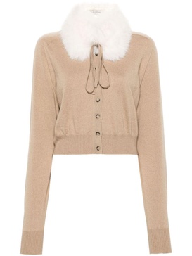 detachable-collar wool cardigan