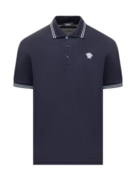 'medusa' Blue Cotton Polo Shirt