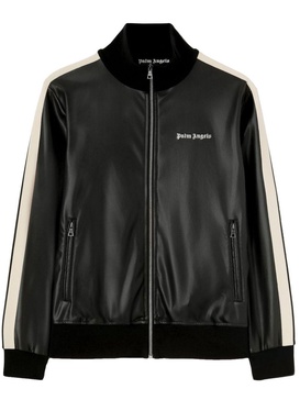 Palm Angels Logo Leather Effect Bomber Jacket