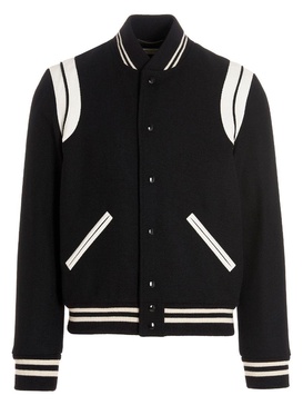 Saint Laurent Teddy Casual Jackets, Parka White/Black