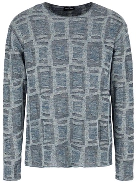 geometric-jacquard crew neck jumper