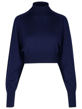 Sportmax 'Howling' Blue Virgin Wool Turtleneck Sweater