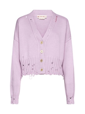 Marni Distressed Cropped Knitted Cardigan