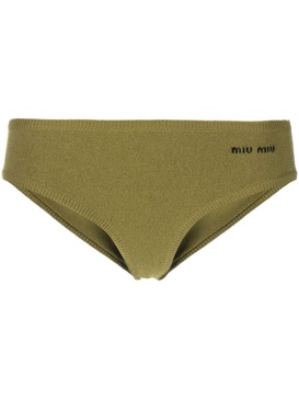 Miu Miu Logo-Intarsia Cashmere-Blend Briefs