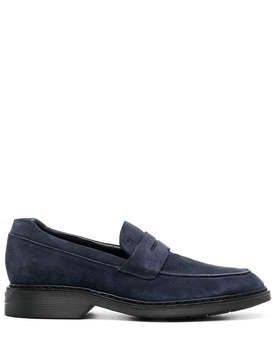 brushed-effect leather loafers