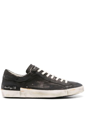 Philippe Model Prsx Sneakers In Vintage-Effect Calfskin Leather