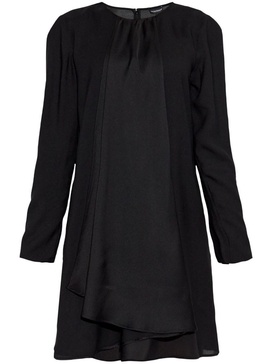 box pleat long-sleeved minidress