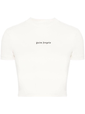 Palm Angels Logo-Embroidered Cropped T-Shirt