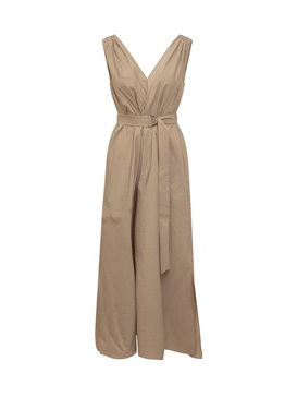 Brunello Cucinelli Techno Cotton Poplin Dress With Precious Shoulder Detail