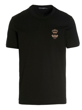 Black Embroidered Logo Cotton T-Shirt