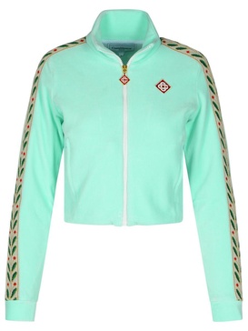 Casablanca 'Track Laurel' Light Green Cotton Blend Sweatshirt