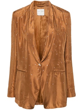 Crystal-embellished silk blazer