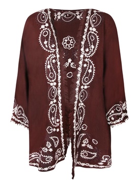 Brown Cashmere Embroidered Cardigan