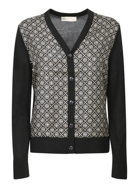 Black Silk Monogram Cardigan