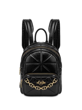 Love Moschino Quilted Synthetic Leather Backpack With Chain