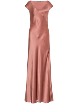 Alberta Ferretti Satin Long Dress With A V-Neck