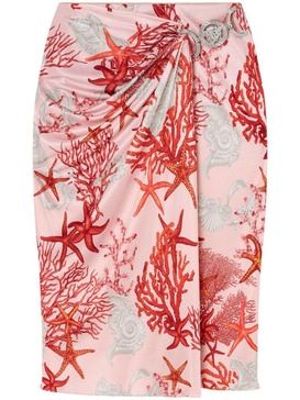 Barocco Sea gathered midi skirt