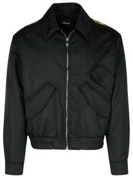 Versace Bomber Jacket In Black Polyamide Man