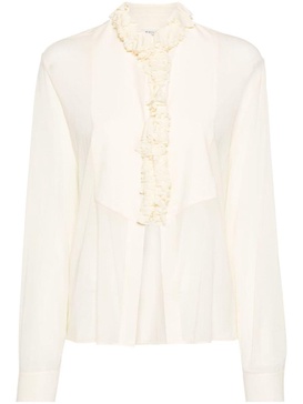 ruffle-detal semi-sheer blouse