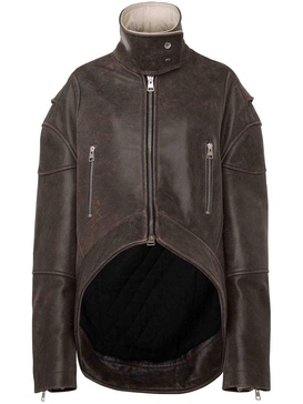 JW Anderson High-Neck Curved Leather Jacket