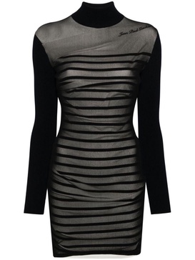 Jean Paul Gaultier Ribbed Mariniere Short Dress With Mesh Layer Clothing