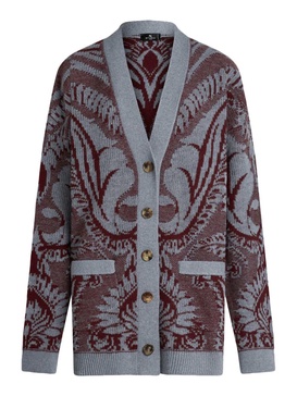 floral jacquard-knitted cardigan