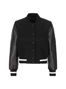 Cropped Logo Bomber Jacket Casual Jackets, Parka White/Black