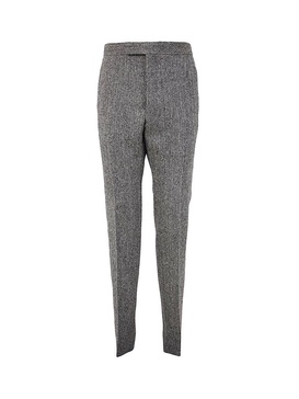 FIT 1 BACKSTRAP TROUSER W/ SELF TIPPING IN HERRINGBONE HARRIS TWEED