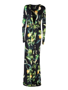 Roberto Cavalli Lemon Printed Long Dress