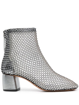 Strong Strong Rhinestone Mesh Ankle Boots