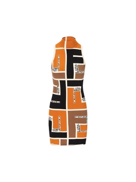 colour-block high-neck minidress