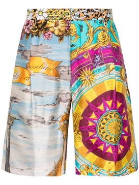 Printed Silk Bermuda Shorts