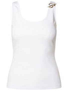 Blumarine White Cotton Tank Top Woman