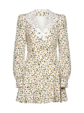 Alessandra Rich Lace Collar Floral Printed Mini Dress