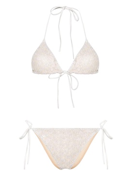 lace-effect lurex triangle bikini