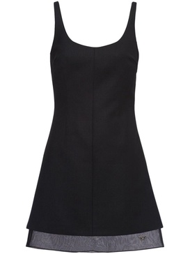 Prada Enamel Triangle-Logo Wool Dress