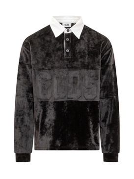 GCDS Logo Patch Long-Sleeved Polo Shirt